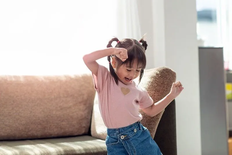 The kids can still keep fit and active even if they can't go outside - activities like dancing will keep them entertained.