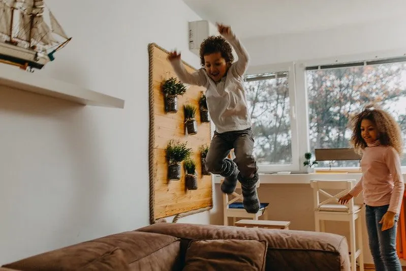 Make an indoor obstacle course for the kids to have a go at to keep them having fun inside.