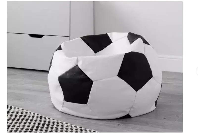 A large black and white bean bag.