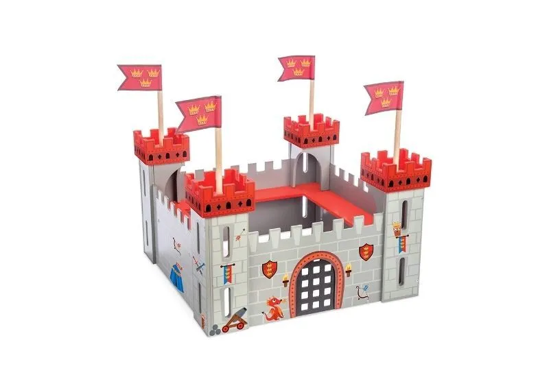 BNIB PLUM kids knights castle wooden fort medieval play with drawbridge RRP £40 