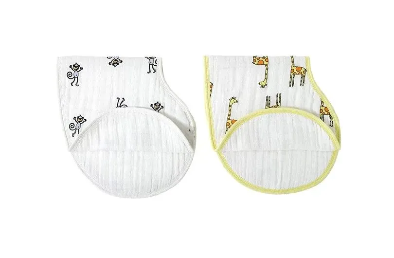 Absorbent, Durable and versatile muslin burpy bibs with nice animal prints  for babies.