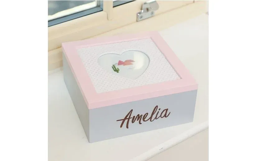 Simple but elegant pink white keepsake box  with cute heart cut in the center.