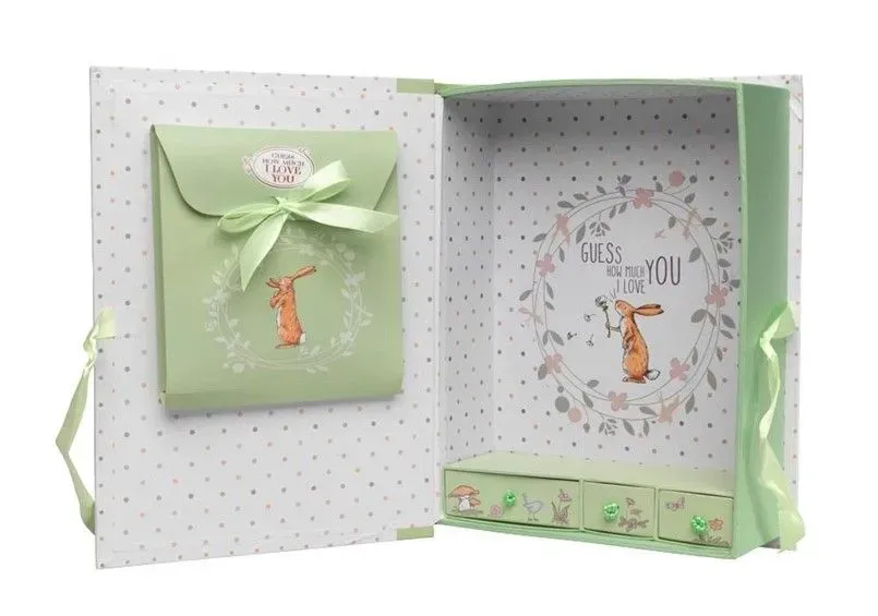 Sophisticated structure and design of green keepsake box with mini compartment inside.