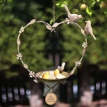 Personalised Garden Hanging Heart Bird Dish