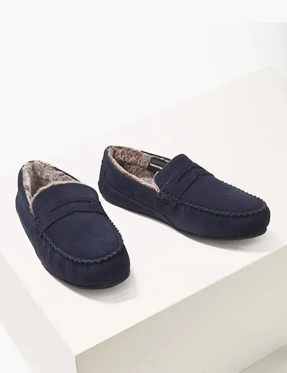 Suede Slippers with Freshfeet™ - M&S