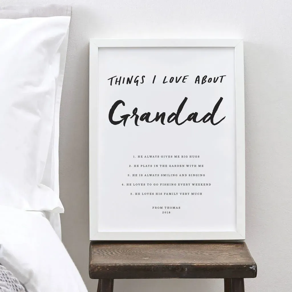 Personalised 'Things I Love About Grandad' Print - Not On The Highstreet