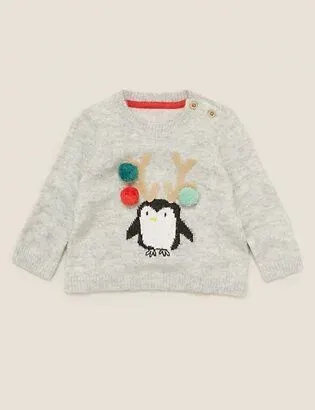 M&S Knitted Penguin Christmas Jumper