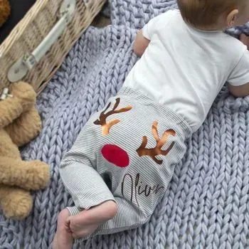 Personalised First Christmas Reindeer Baby Leggings