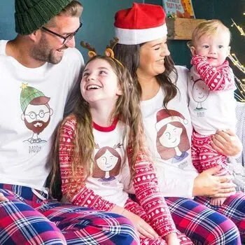 Sparks And Daughters Personalised Family Portrait Christmas Pyjamas.