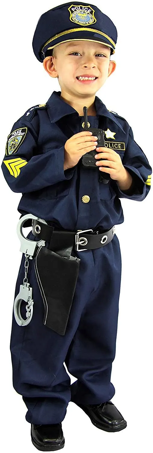 CK993 Police Officer Costume Child Kids Cops Boys Fancy Book Week Uniform Outfit