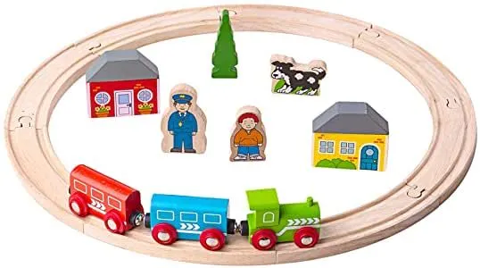 Chad Valley Children's Kids Wooden Train Set Railway Track Toy Play Set 60 Piece 