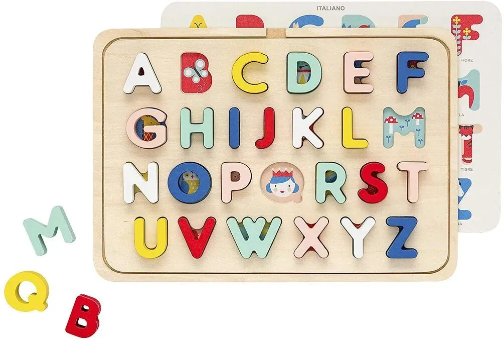 Petit Collage Multi-Language Alphabet Wooden Tray