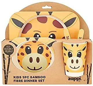 Zappi Co. Bamboo Fibre Eco-Friendly Kids' Dinner Set, Giraffe.