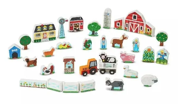 Melissa and Doug Wooden Farm and Tractor Playset.