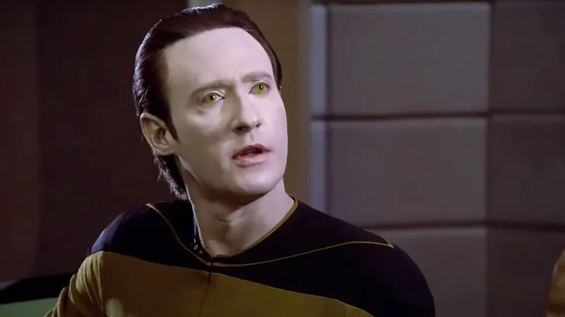 Although he looks, sounds and acts human, Star Trek’s leading robot is artificial.