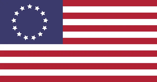 The first American flag made by Betsy Ross.