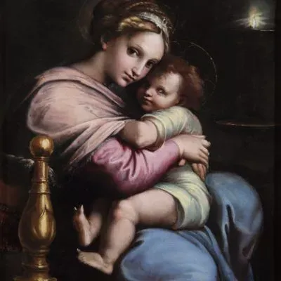A Madonna and Child oil painting at Apsley House.
