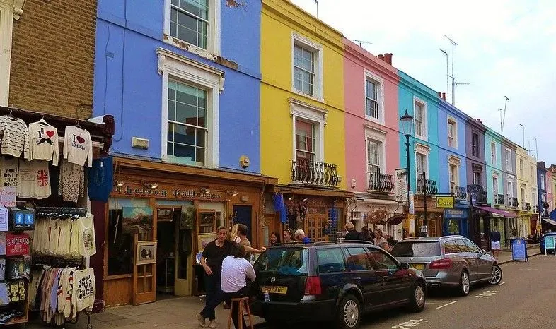 Colourful houses at Portobello Road Market.