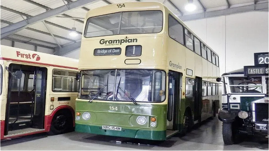 A bus exhibit at the Grampian Transport Museum.