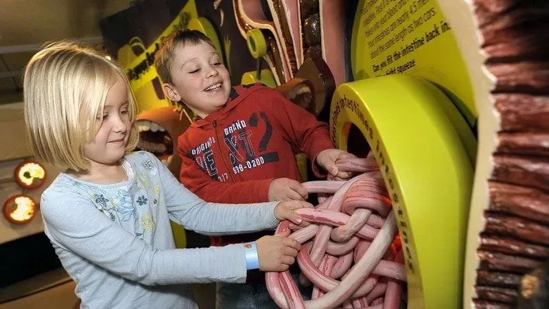 Two kids handling an interactive exhibit at Thinktank Birmingham Science Museum.