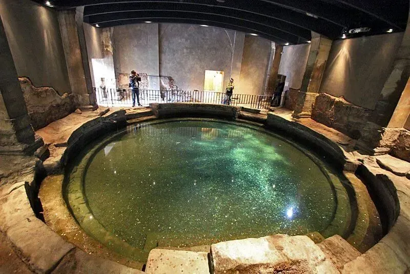 The reconstructed cold plunge pool at the Roman Baths.