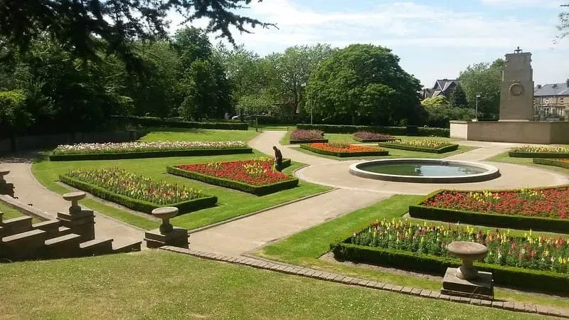 The formal landscaped gardens of Clifton Park and Museum.