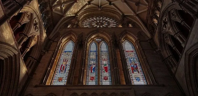 The stained glass windows at York Minster.