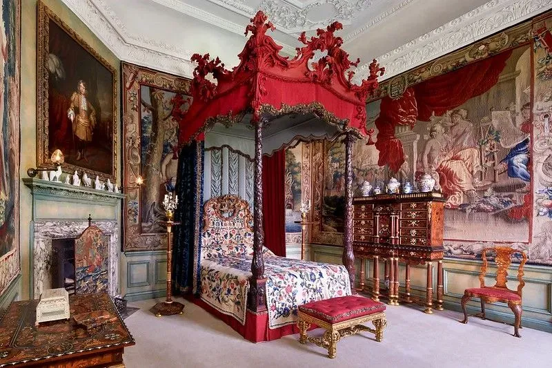 Grand bedroom at Burghley House.