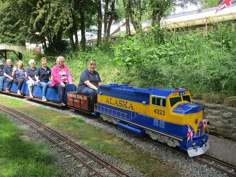 Train ride with people enjoying themselves at Broomy Hill Miniature Railway.