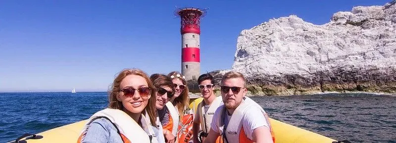 Guests on a pleasure boat trip to visit the Lighthouse.
