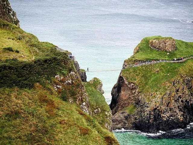 Person crossing Carrick-a-Rede.