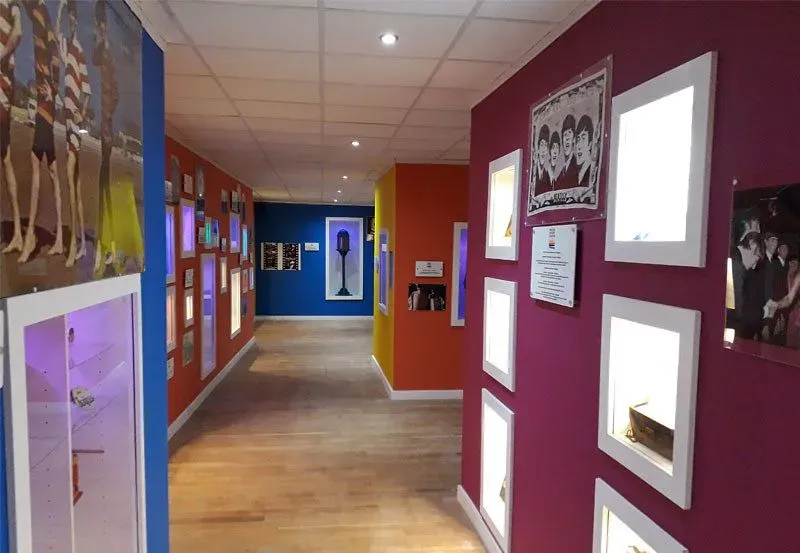 Colourful exhibition space at the Liverpool Beatles Museum.