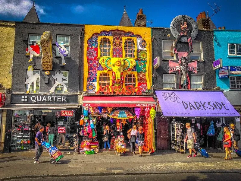 Colourful shop front stores at Camden Market.