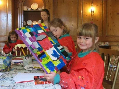 Children with arts and crafts.