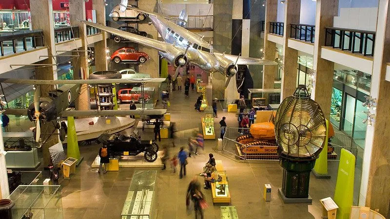 View of the Science Museum exhibits from above.