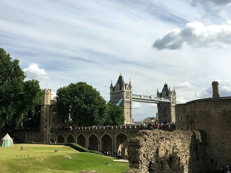 A view of Tower Bridge from the Tower of London.