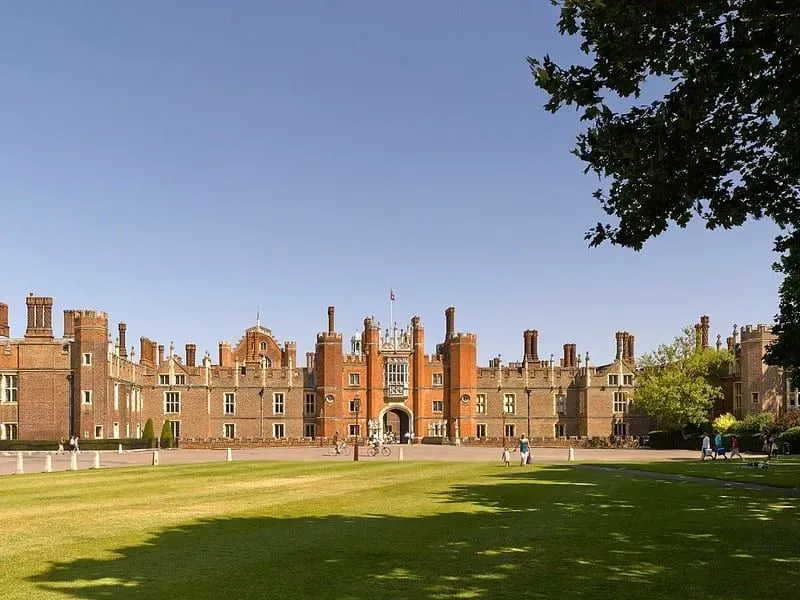 Hampton Court Palace on a sunny day.
