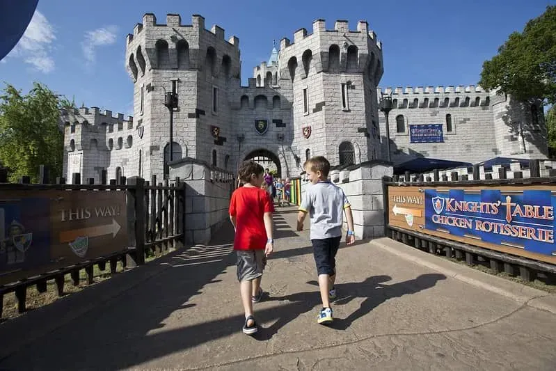 Boys on their way to Legoland Knights' Kingdom.