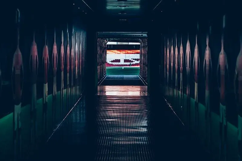 The players' tunnel at the Emirates Stadium.