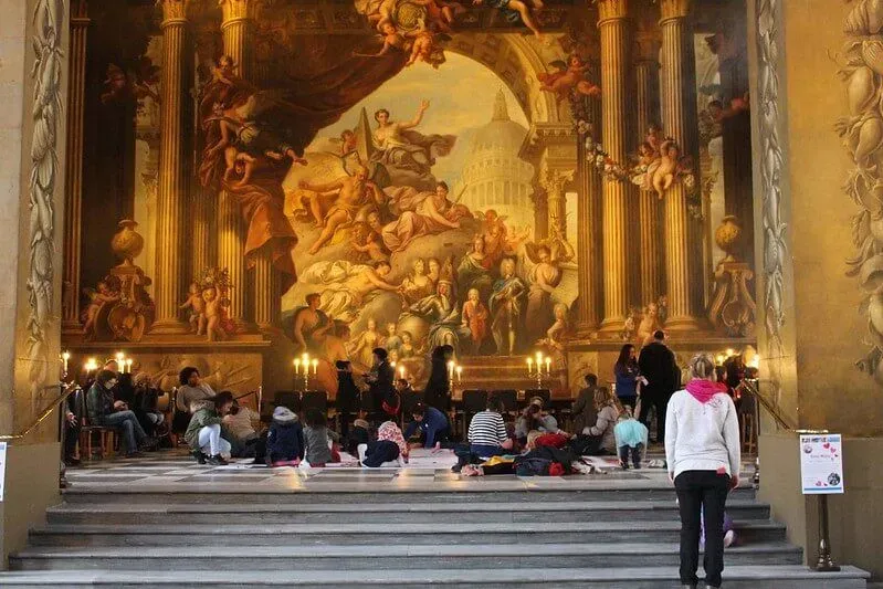 People viewing The Painted Hall in Greenwich.