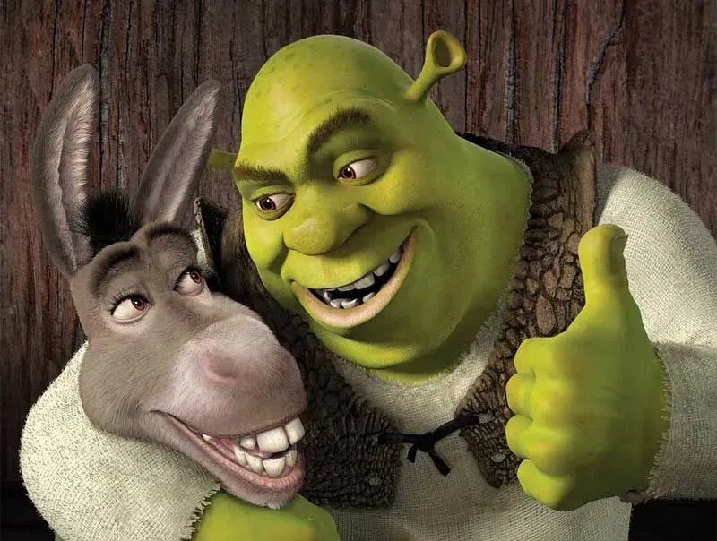 Shrek and Donkey smiling.