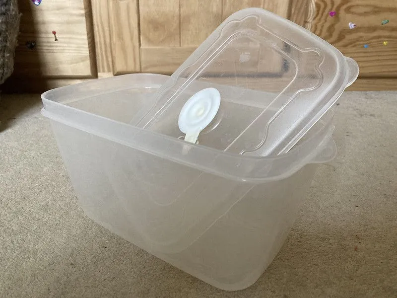 This Plastic Tub With Rubber Top Seal.