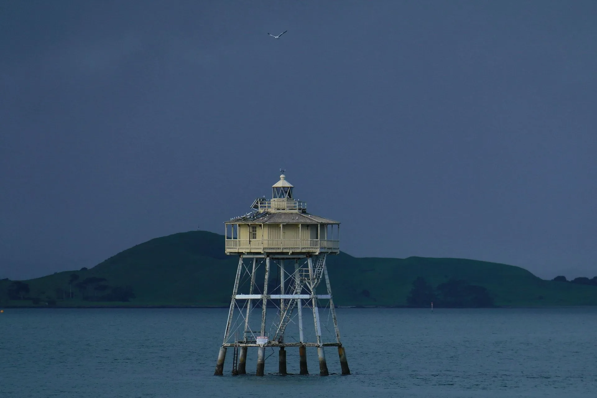 The Bean Rock Lighthouse is situated in the Waitemata Harbour in Auckland.