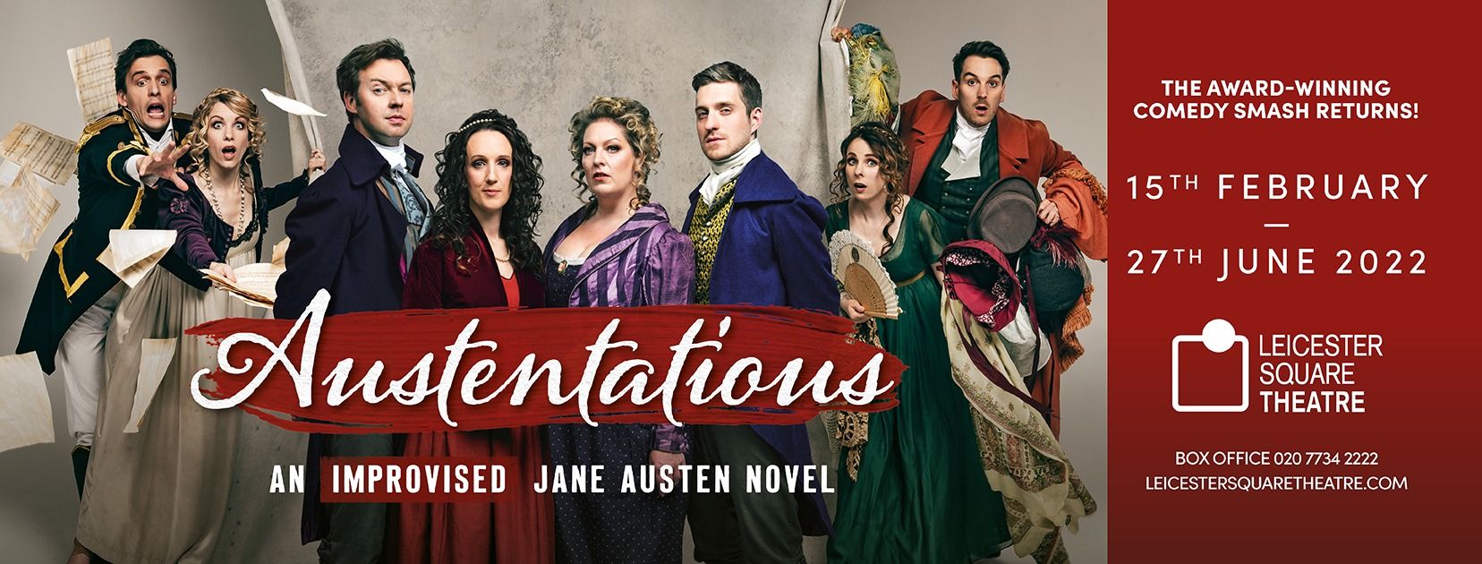 Two shows are never the same when performers come out on stage with period costume and live musical. Get Austentatious tickets.