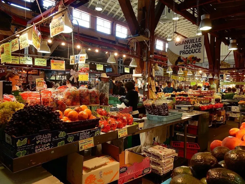 Granville Island market is open every day from 9 am to 7 pm.