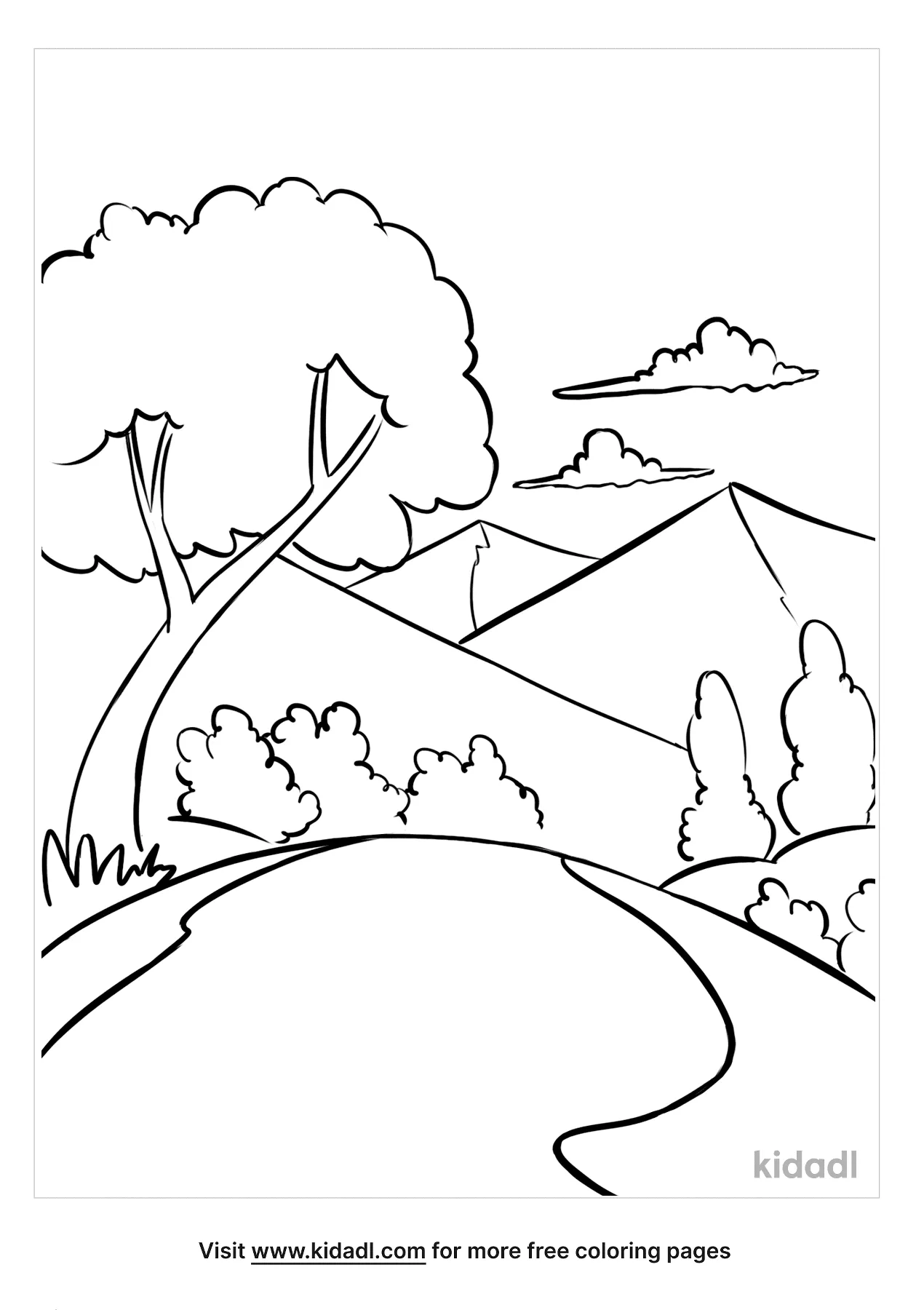 Free Landscape Coloring Page | Coloring Page Printables | Kidadl
