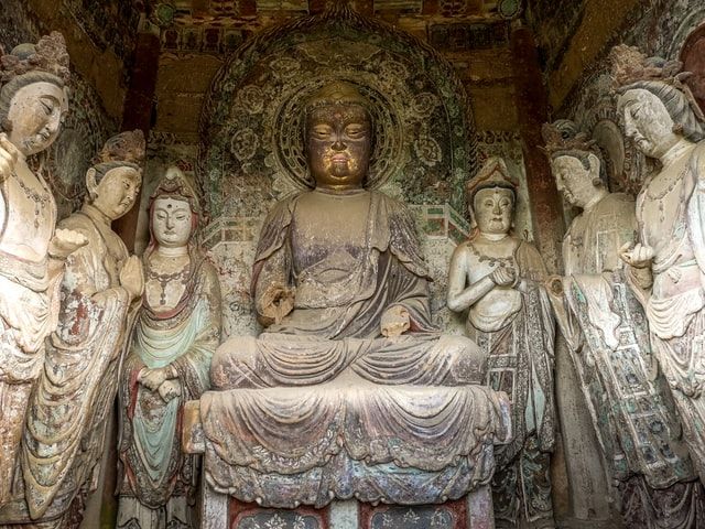 Giant Buddhist Sculptures in the Longmen Caves.