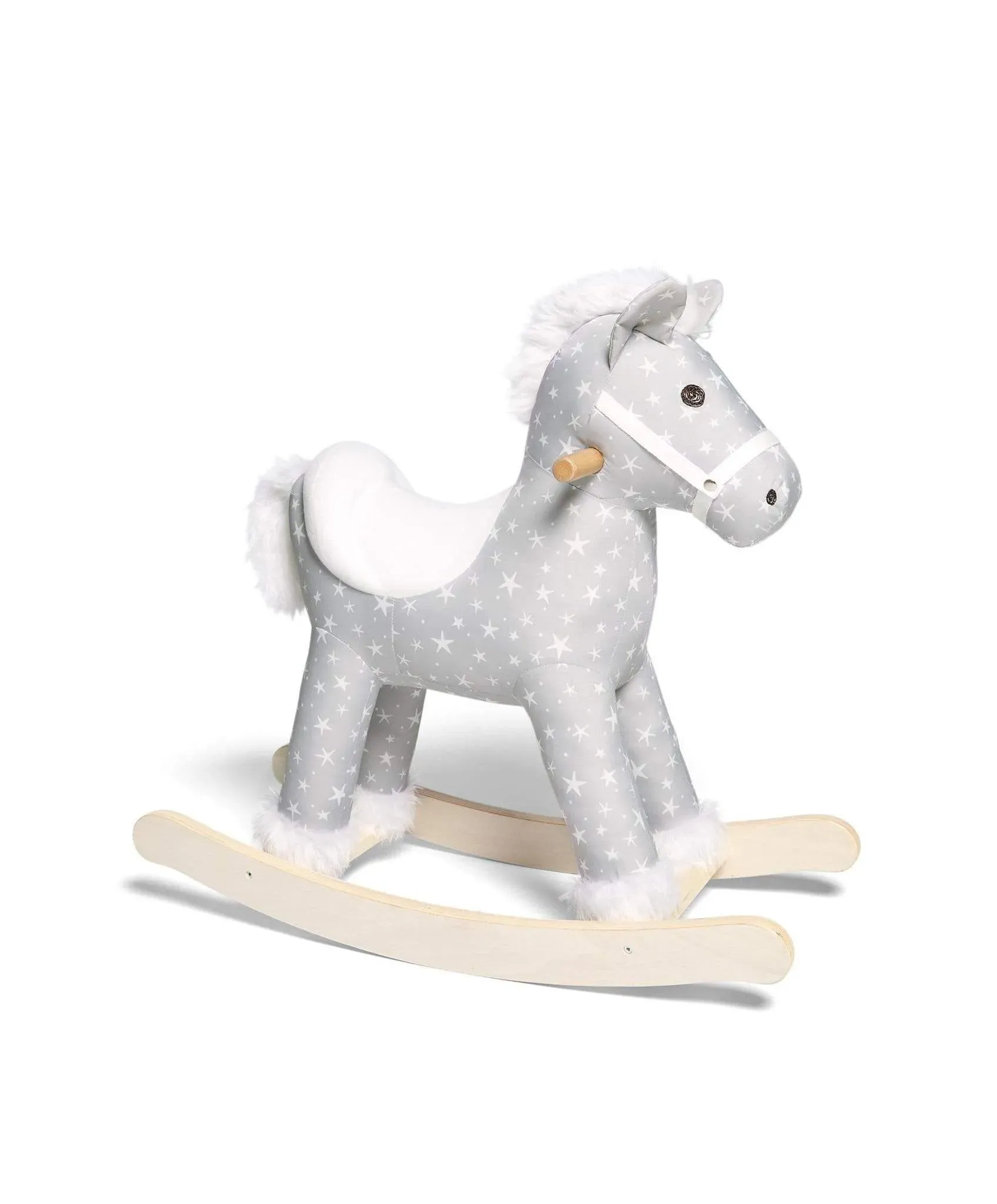 Rocking Horse, grey and white with star pattern