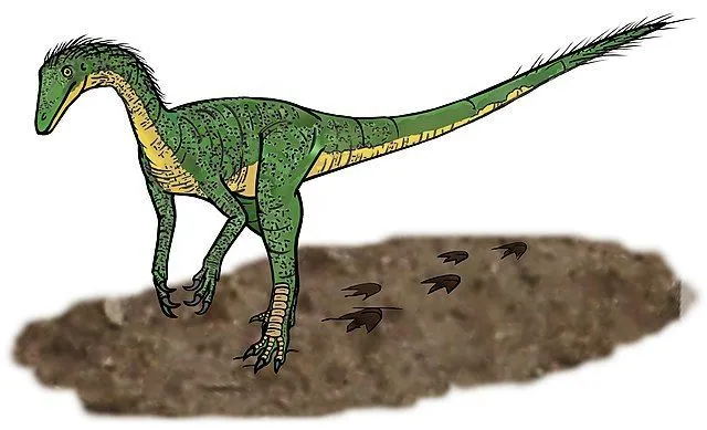 Tawa dinosaur moving on a terrestrial ground