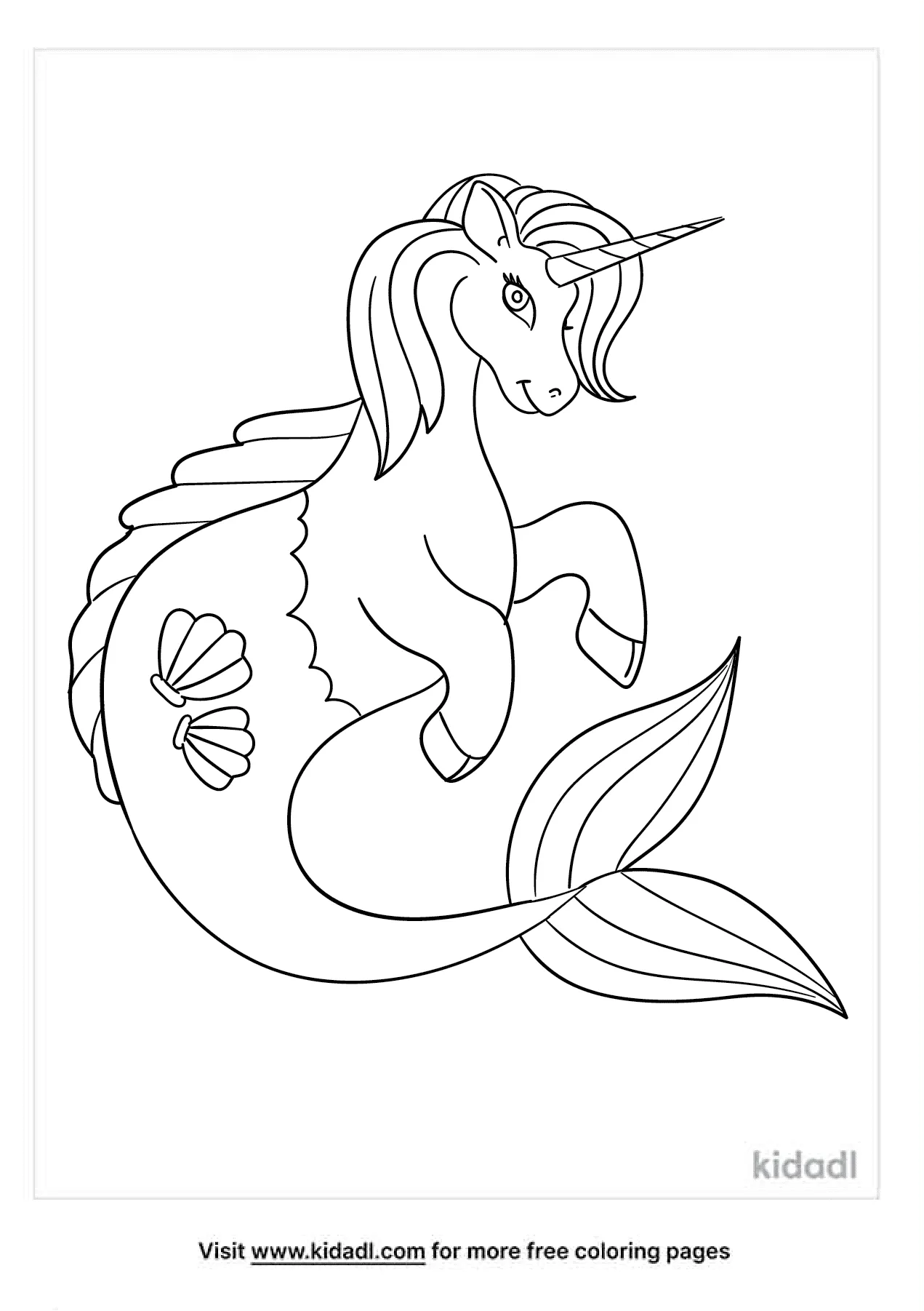 Free Coloring Pages Unicorn Mermaid